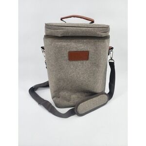 Tirrinia 2 Bottle Wine Carrier Insulated Tote Bag Gray Heather Travel Cooler